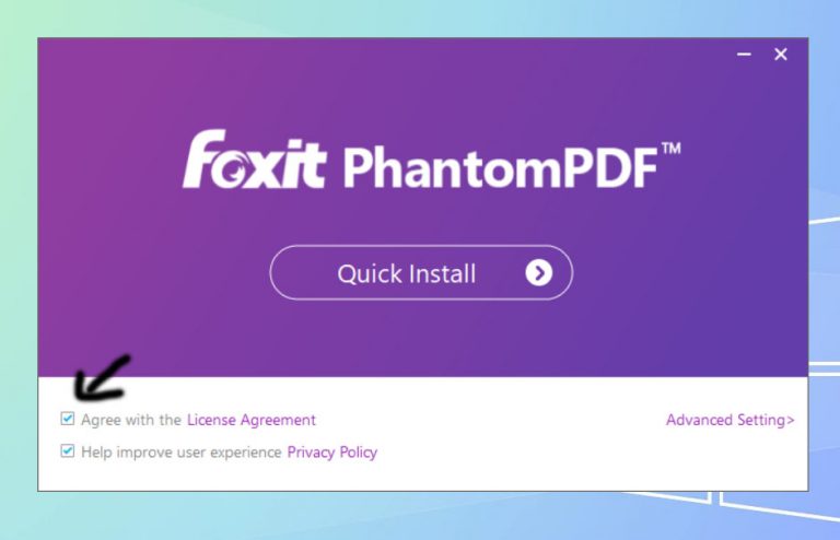 Đồng ý các điều khoản dịch vụ của Foxit Phantom PDF