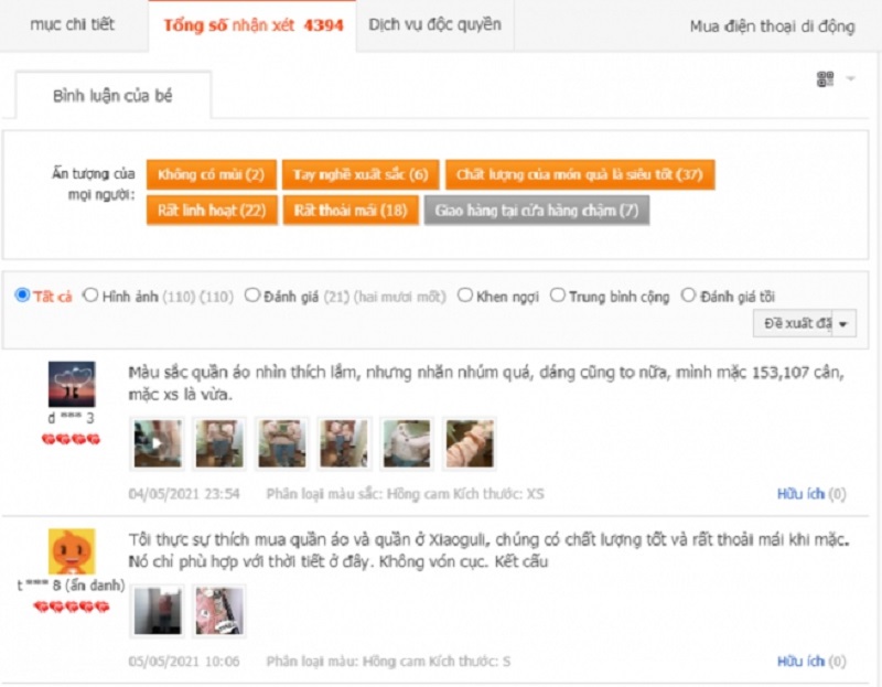 Xem kỹ thông tin sản phẩm và review từ khách hàng cũ
