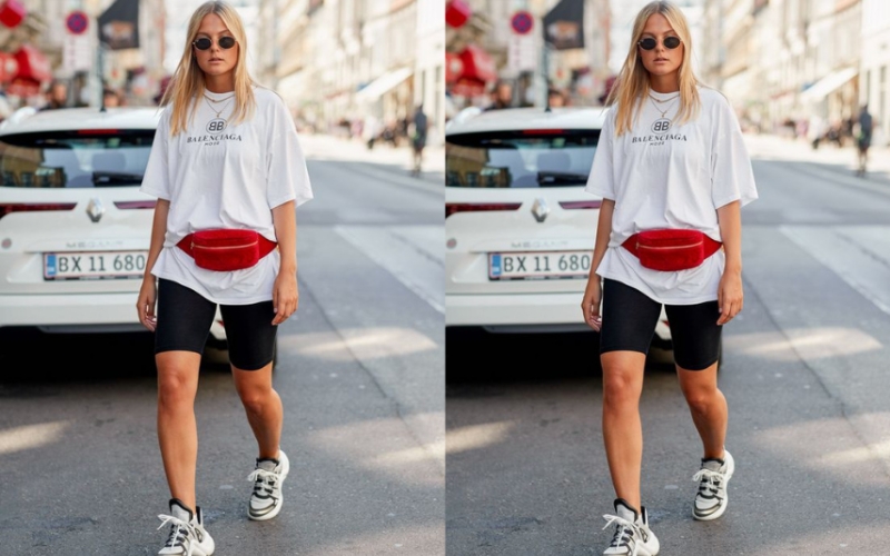 Phối áo Oversize với quần short biker