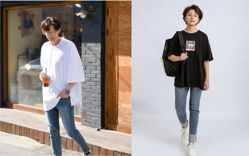 Phối áo Oversize với quần skinny