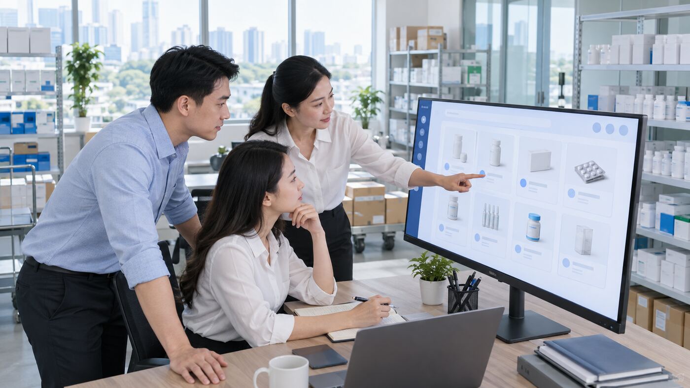 Góc làm việc minh họa chủ đề công ty thiết kế website dược phẩm